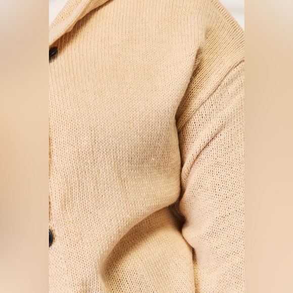 Woven Right Button-Down Long Sleeve Hooded Sweater - Picture 4 of 8